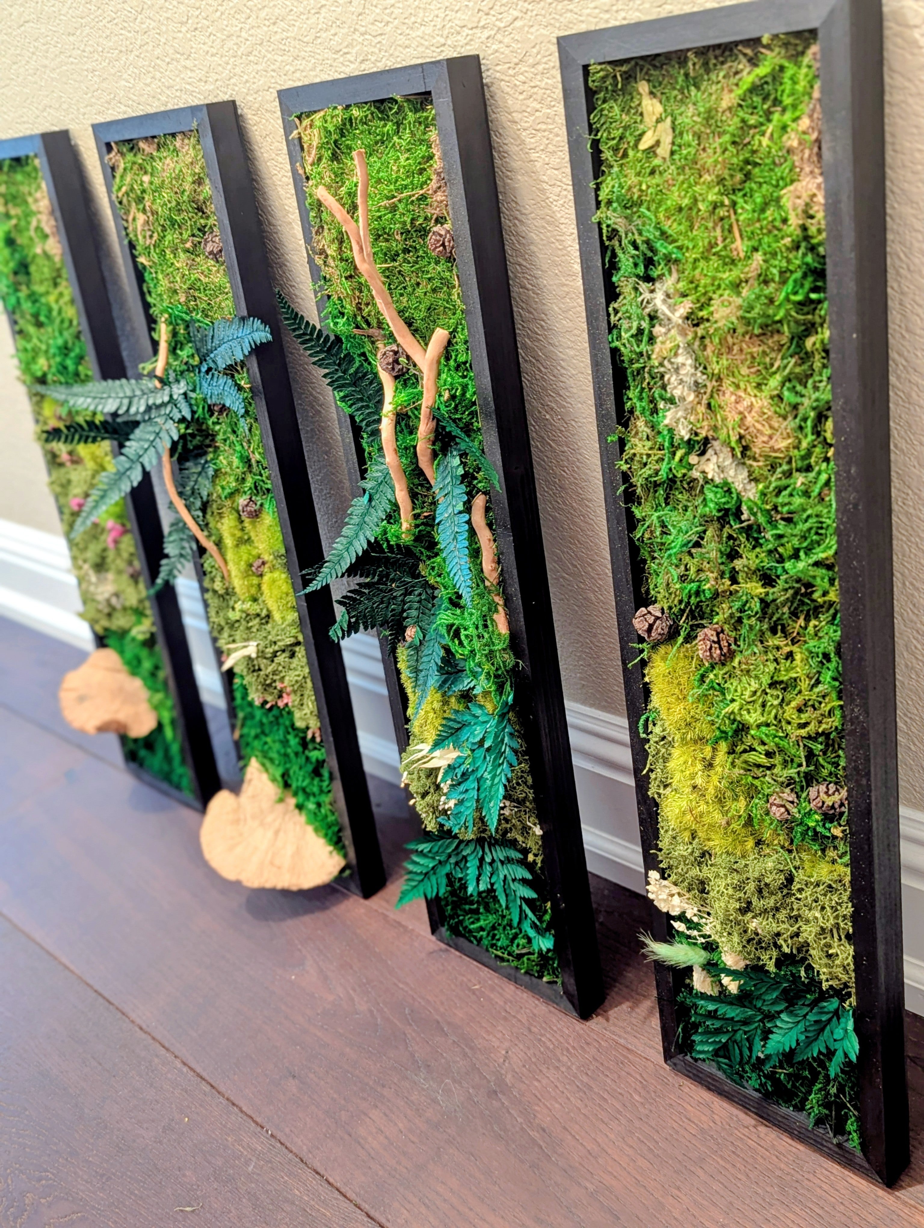 💚 Modern Handmade Moss Wall Art - Set of 4 Panels