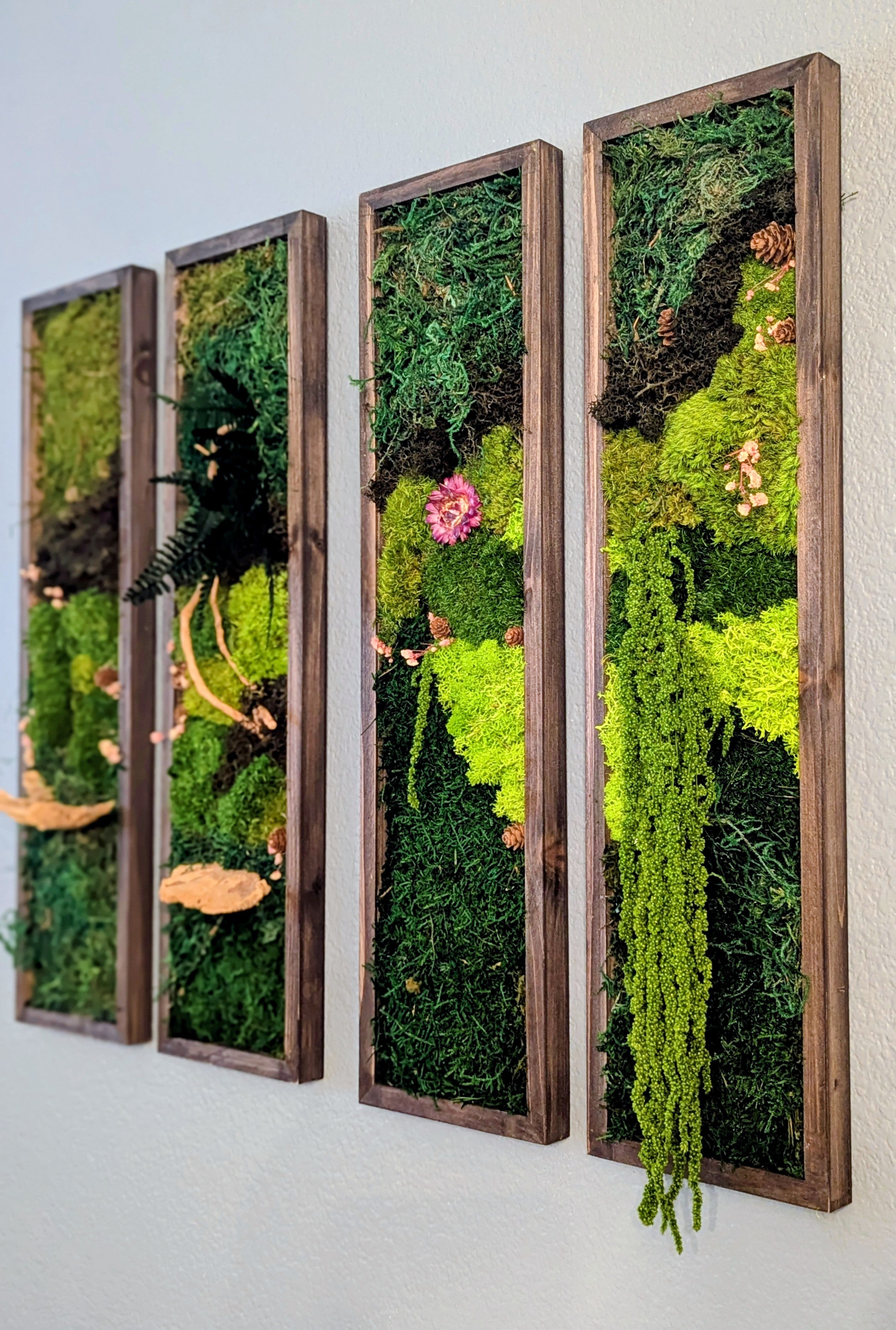 💚 Modern Handmade Moss Wall Art - Set of 4 Panels