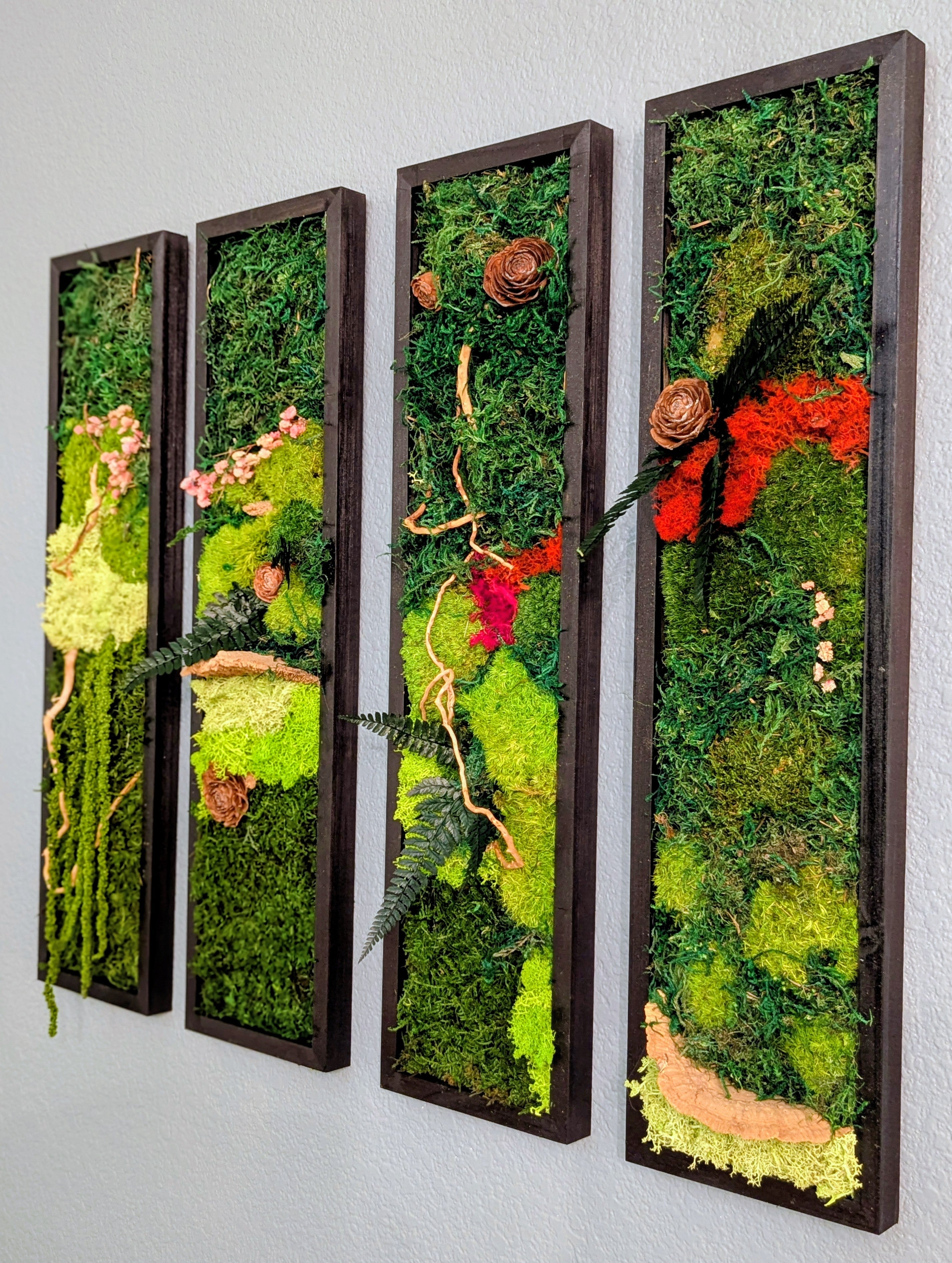 💚 Modern Handmade Moss Wall Art - Set of 4 Panels