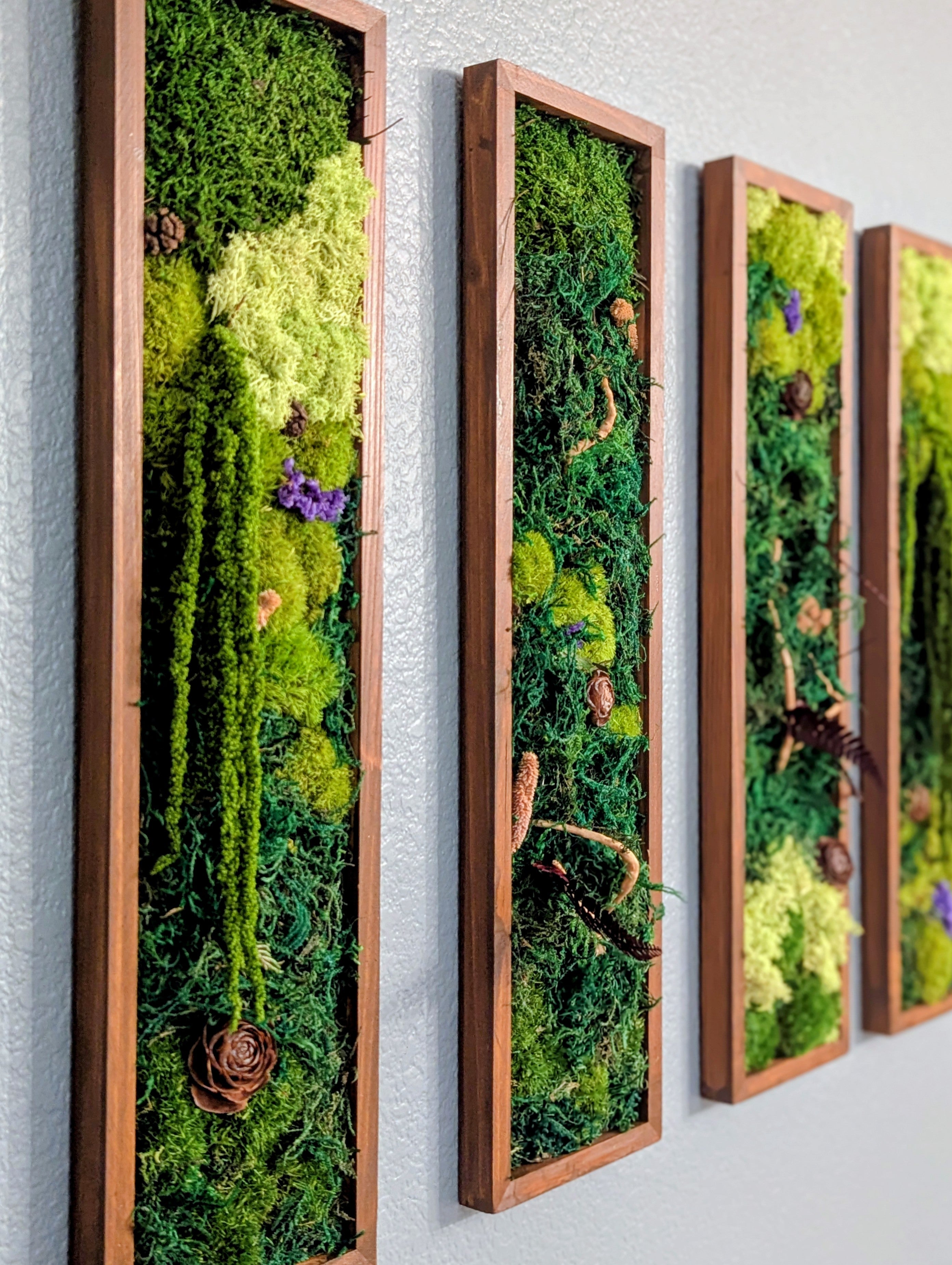 💚 Modern Handmade Moss Wall Art - Set of 4 Panels