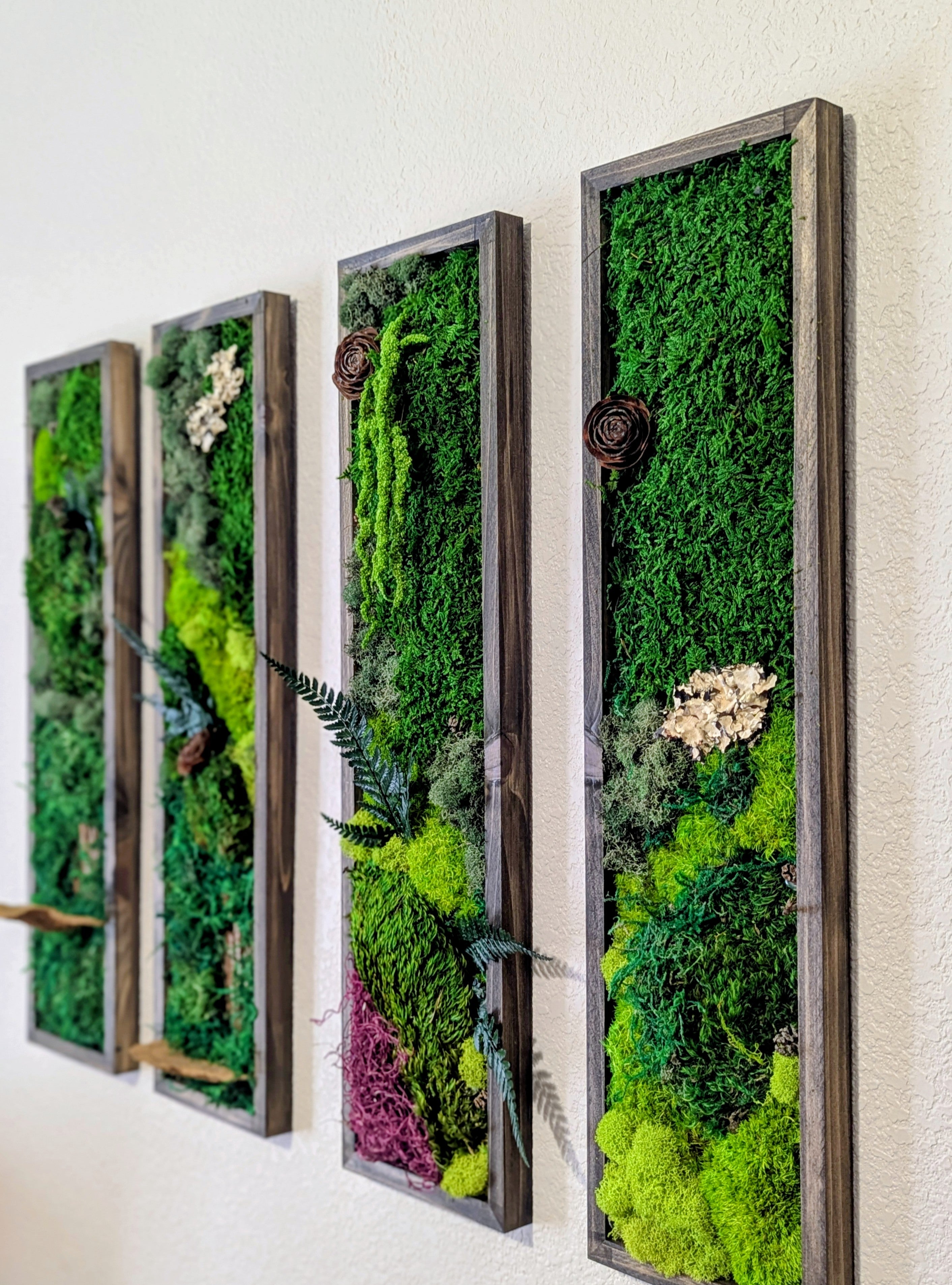 💚 Modern Handmade Moss Wall Art - Set of 4 Panels