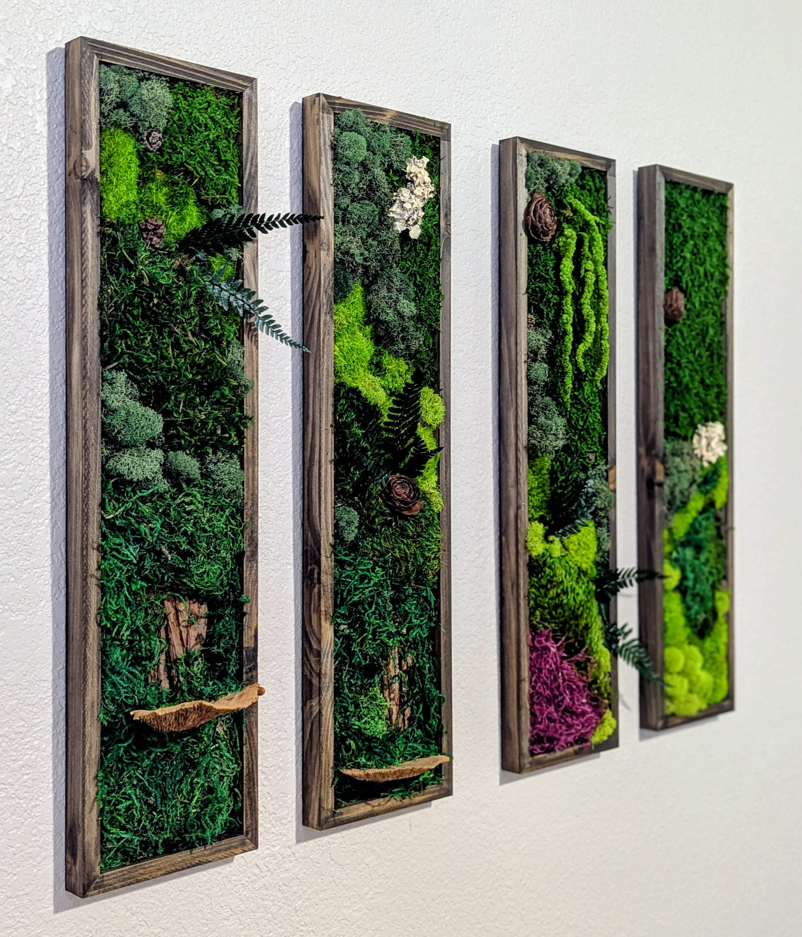 💚 Modern Handmade Moss Wall Art - Set of 4 Panels
